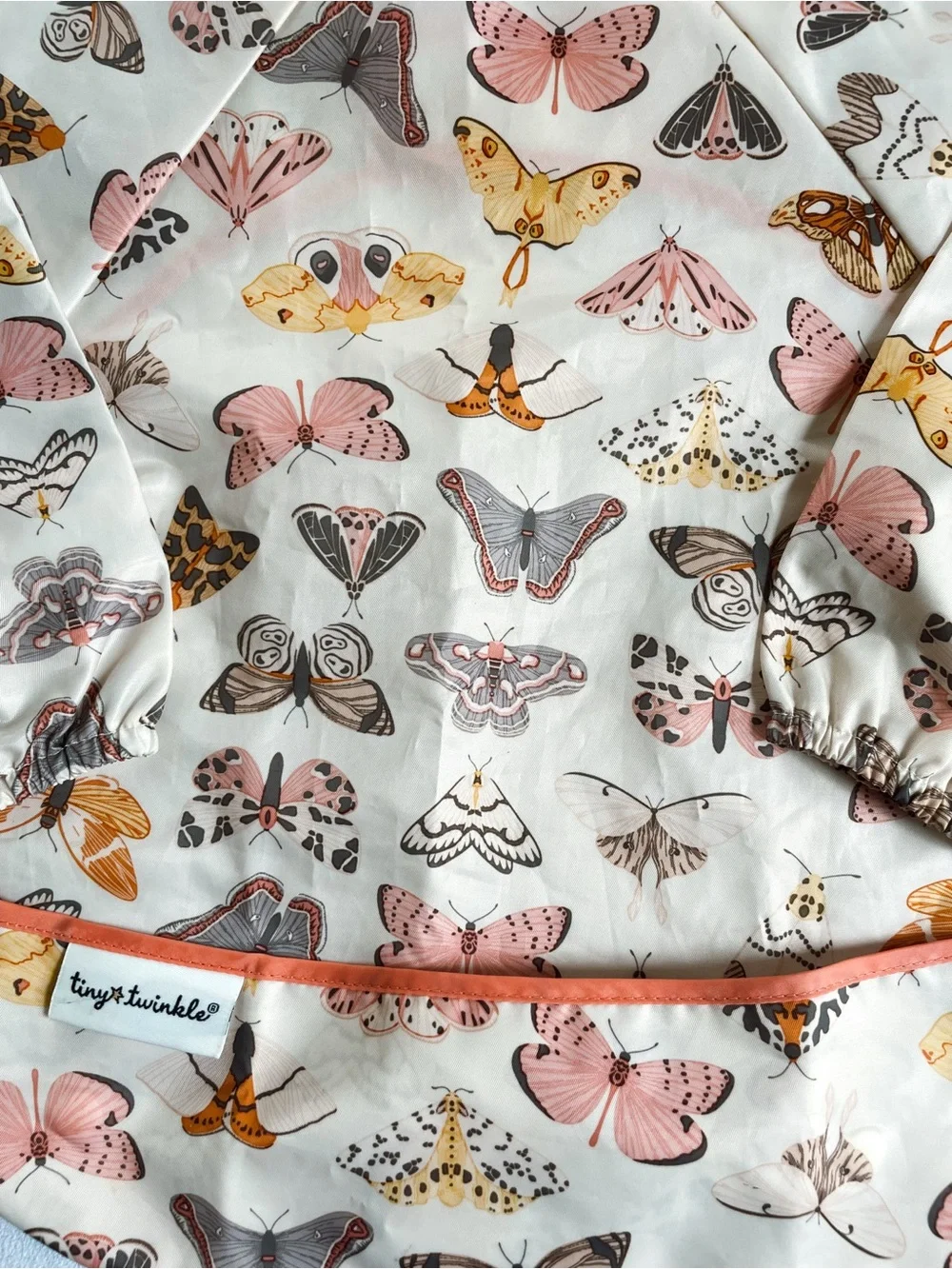 TINY TWINKLE Tiny Twinkle Mess Long Sleeve Bib Apron Art Food Butterfly Moth